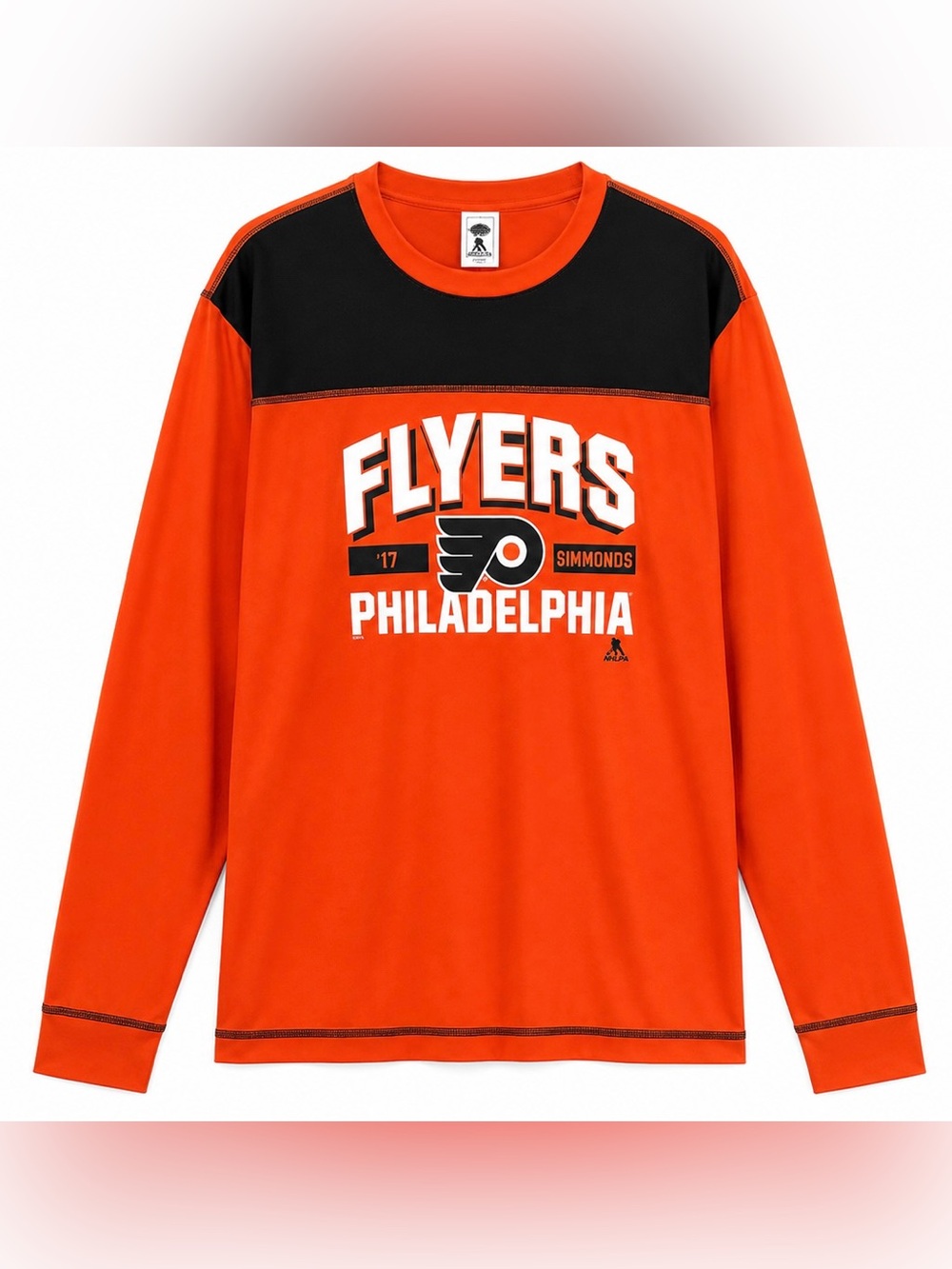NHL Philadelphia Flyers Orange and Black Long-Sleeve Jersey Tee